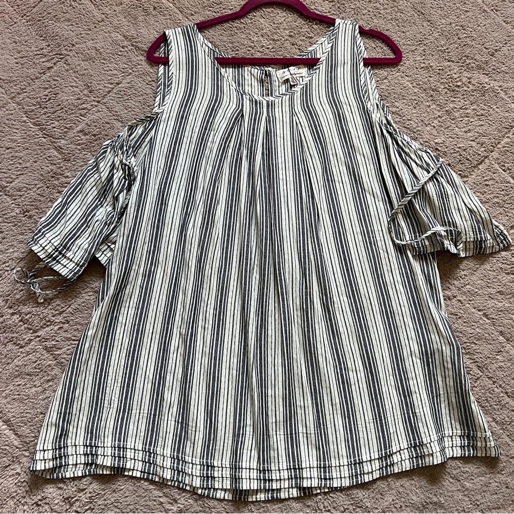 NWT‎ Vtg Max Studio Cold Shoulder Blouse Peasant Cottage Preppy Minimalist Sz XL